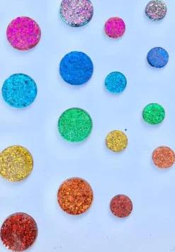 Glitter Speelschijven Regenboog, 16 Stuks