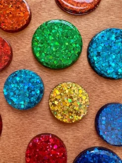 Glitter Speelschijven Regenboog, 16 Stuks