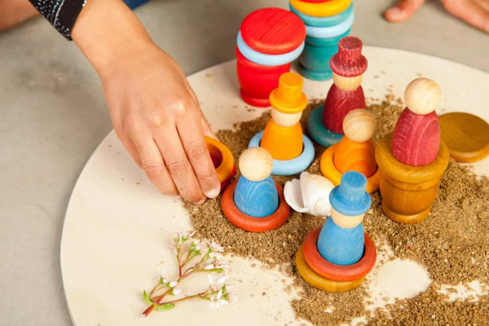 Grapat Seizoenstafel Zomerset, Houten Nins Poppetjes, Schijfjes, Ringen En Bakjes
