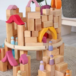 Grimm's Blokken Piramide Naturel, 100 Stuks Groot