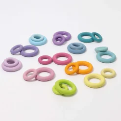 Grimm's Houten Ringen, Pastelkleur 24 Delig