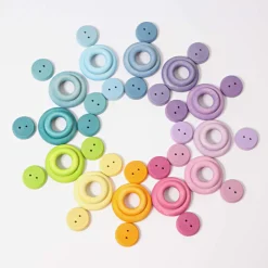 Grimm's Houten Ringen, Pastelkleur 24 Delig