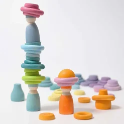 Grimm's Houten Ringen, Pastelkleur 24 Delig
