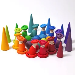 Grimm's Houten Ringen, Regenboogkleur 24 Delig