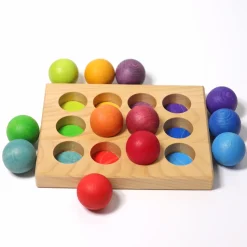 Grimm’s Medium Houten Ballen, Regenboog 12 Stuks